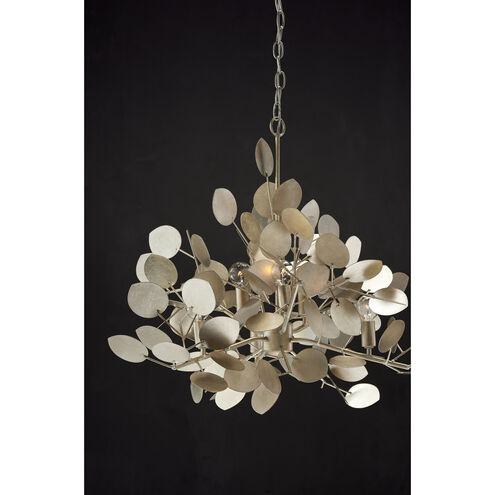 Lunaria 6 Light 35 inch Contemporary Silver Leaf Chandelier Ceiling Light
