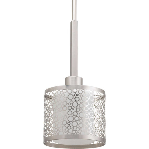 Mingle 1 Light 6 inch Brushed Nickel Mini-Pendant Ceiling Light in Etched Spotted White Glass