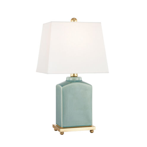 Brynn 17 inch 60 watt Jade and Gold Leaf Table Lamp Portable Light