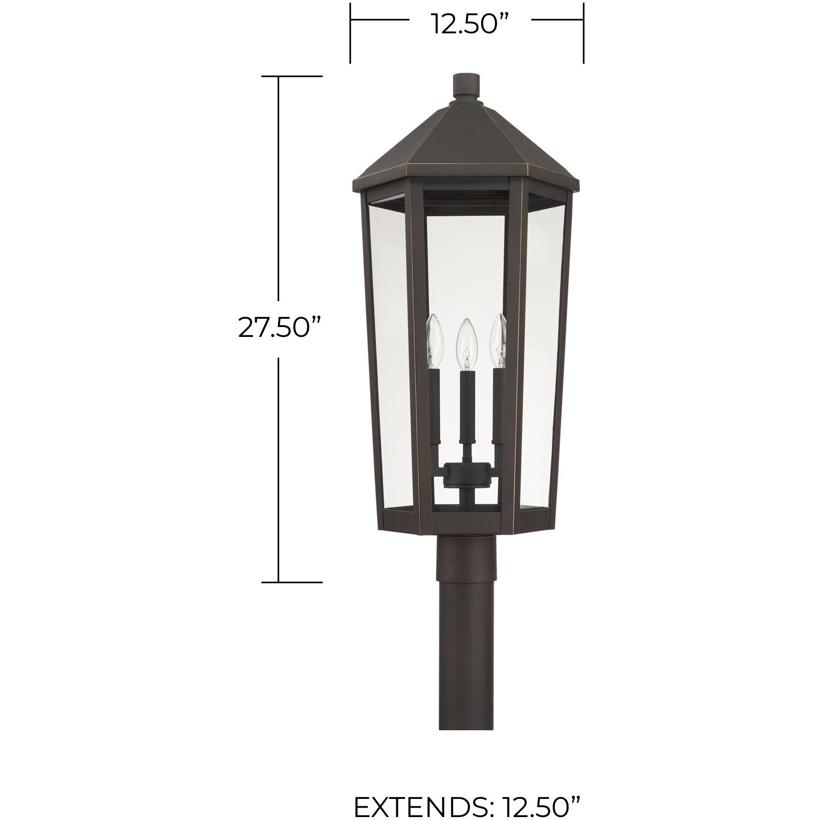 Ellsworth 3 Light 28 inch Oiled Bronze Outdoor Post Lantern