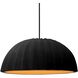 Radiance Collection - Pleated Dome Pendant Ceiling Light in Matte Black, Dedicated LED, Black Cord, Carbon Matte Black/Champagne Gold, Form+Finish+Function