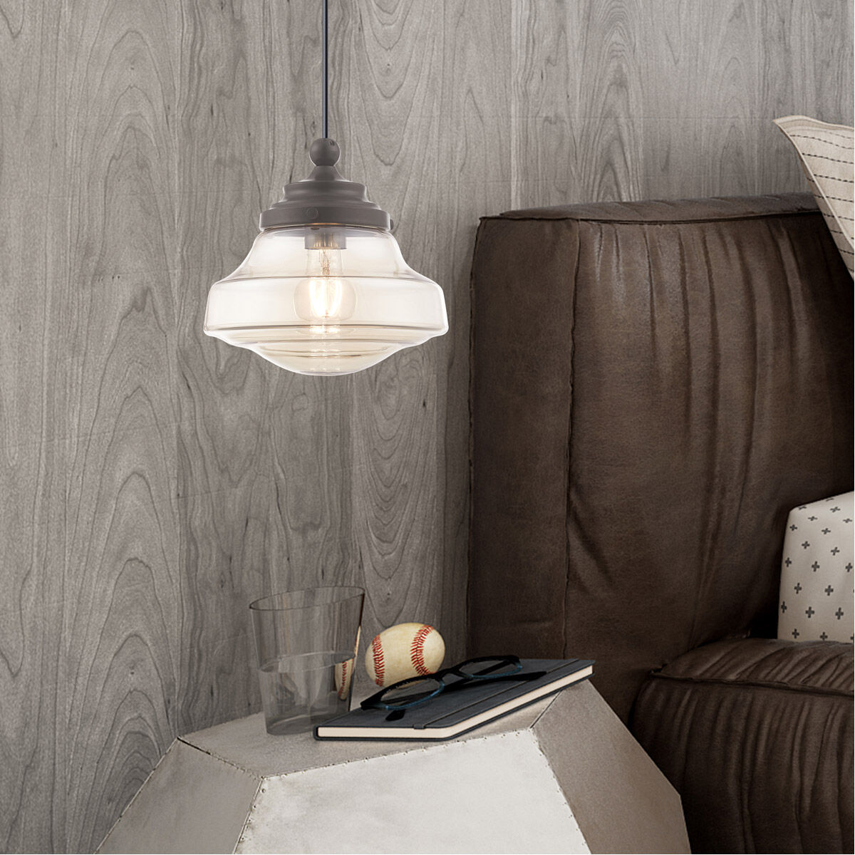 Art Glass 1 Light 9 inch English Bronze Mini Pendant Ceiling Light