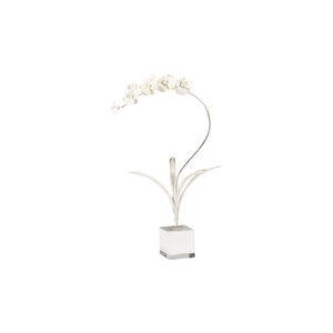 Bradshaw Orrell Silver Leaf/Matte White/Clear Orchid on Stand Accent, Medium