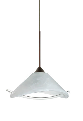 Hoppi 1 Light Bronze Pendant Ceiling Light in Marble/Clear Glass, Halogen
