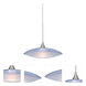 Spazio LED Satin Nickel Cord Pendant Ceiling Light in Blue-Frost Glass