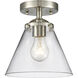 Nouveau Large Cone 1 Light 8 inch Brushed Satin Nickel Semi-Flush Mount Ceiling Light in Clear Glass, Nouveau