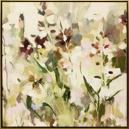 Modern Wildflower Green and Beige and Pink and Red Canvas
