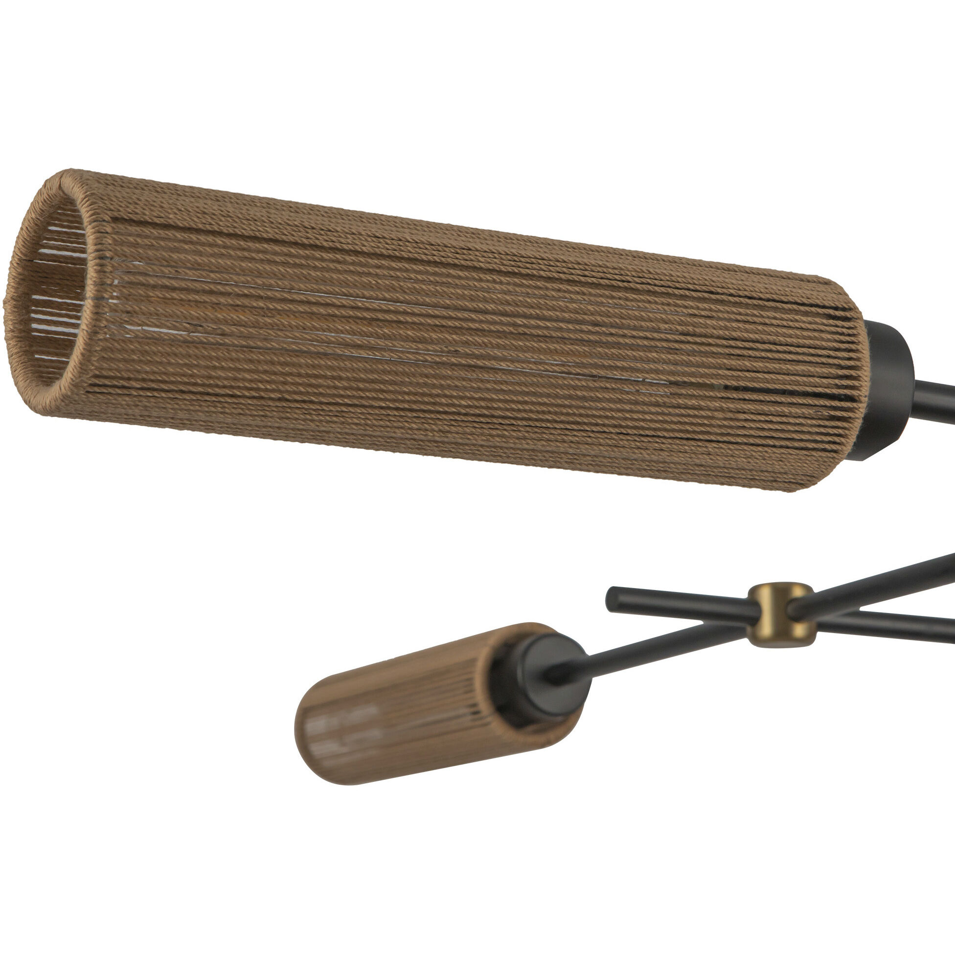 Alora Mood Colby 4 Light 52 inch Matte Black/Tan Jute Linear Pendant Ceiling Light in Matte Black and Tan Jute