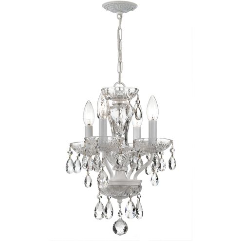 Traditional Crystal 4 Light 11 inch Wet White Mini Chandelier Ceiling Light in Clear Hand Cut