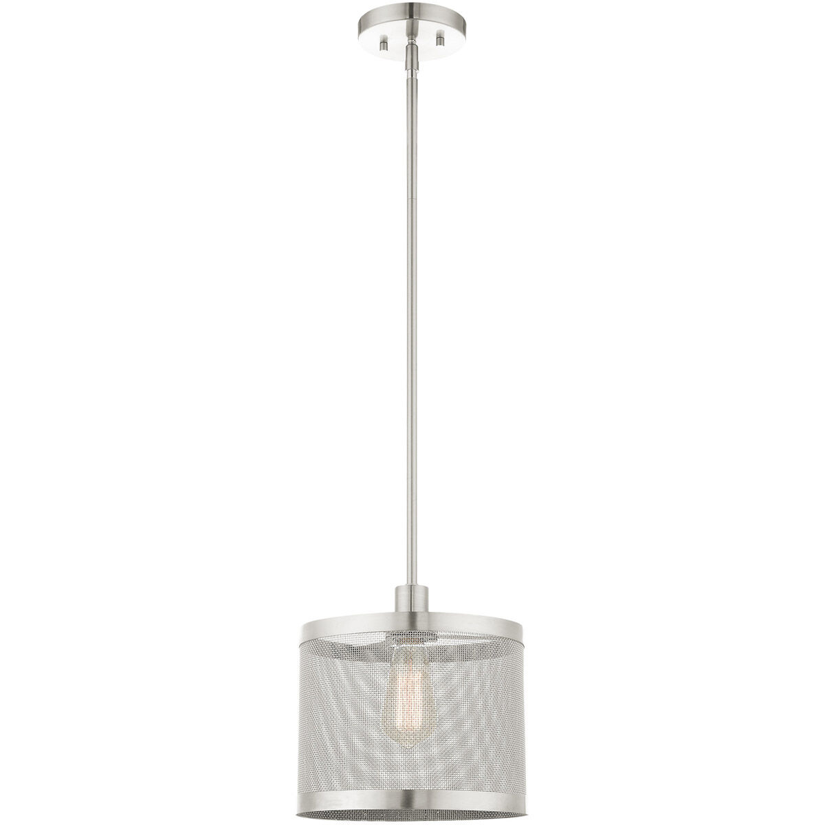 Industro 1 Light 10 inch Brushed Nickel Pendant Ceiling Light