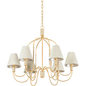 Warrensburg 6 Light 32.25 inch Vintage Gold Leaf Chandelier Ceiling Light