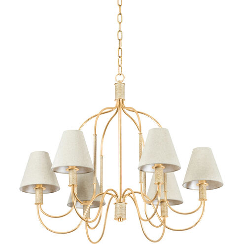 Warrensburg 6 Light 32.25 inch Vintage Gold Leaf Chandelier Ceiling Light