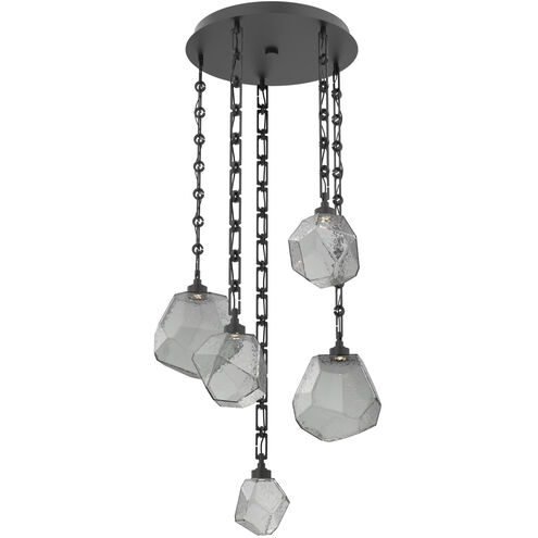 Gem LED 22.7 inch Matte Black Multi-Pendant Ceiling Light in 3000K LED, Smoke, Rectangular Chain