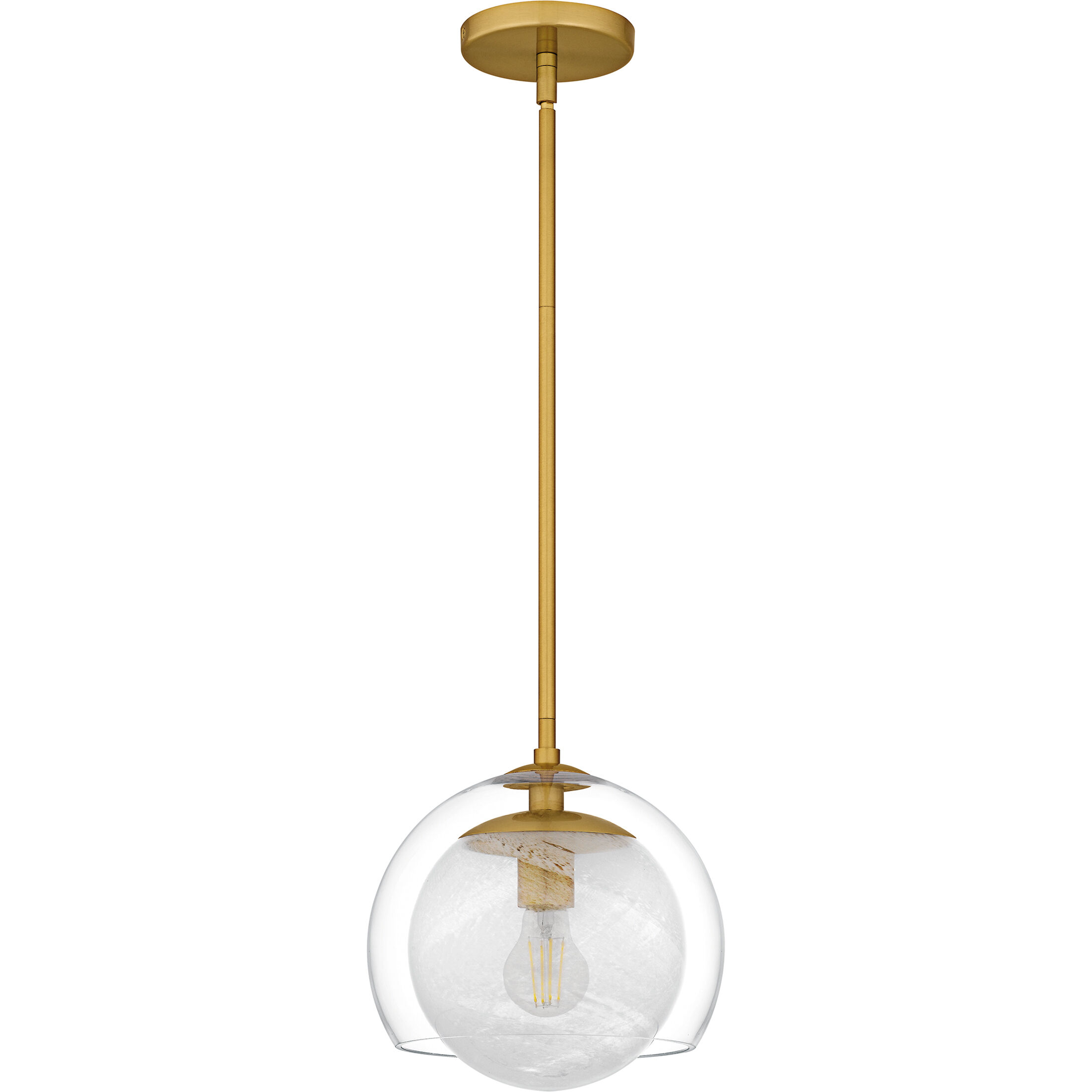 Eslinger 1 Light 10 inch Brushed Gold Mini Pendant Ceiling Light, Small