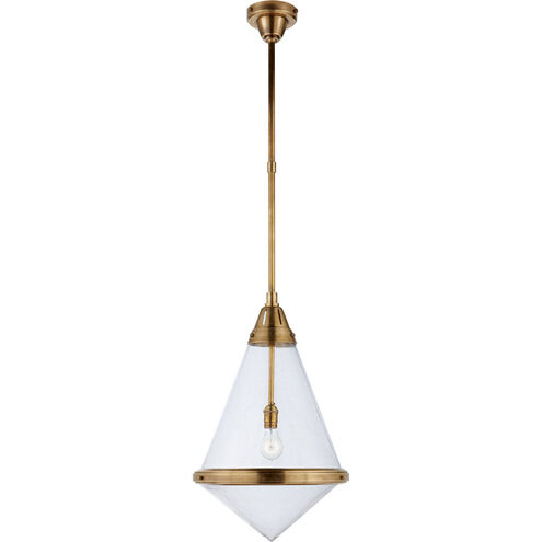 Thomas O'Brien Gale 1 Light 15.5 inch Hand-Rubbed Antique Brass Pendant Ceiling Light in Seeded Glass, Large