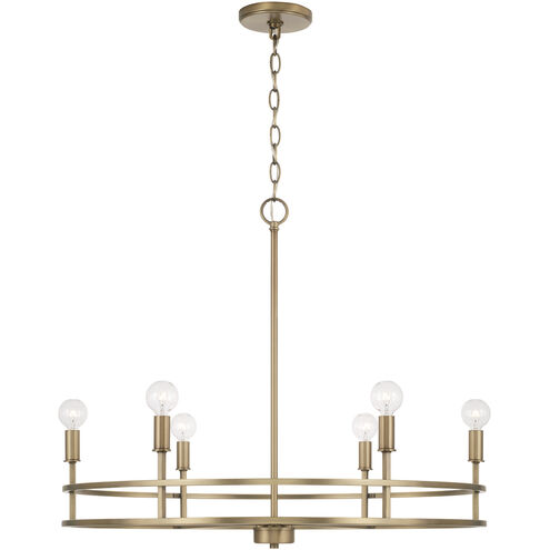 Fuller 6 Light 28 inch Aged Brass Chandelier Ceiling Light