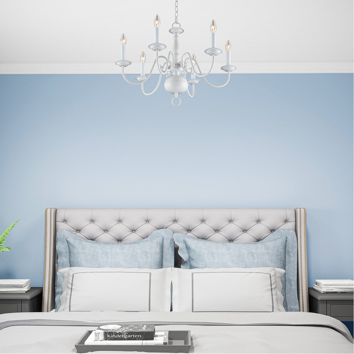 Williamsburgh 6 Light 24 inch White Chandelier Ceiling Light