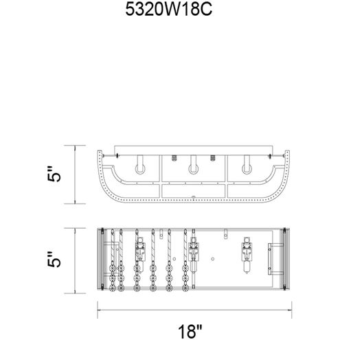 Elsa 3 Light 18 inch Chrome Vanity Light Wall Light