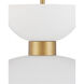Zevio 1 Light 15.75 inch Antique Brass and White and Opaque Pendant Ceiling Light
