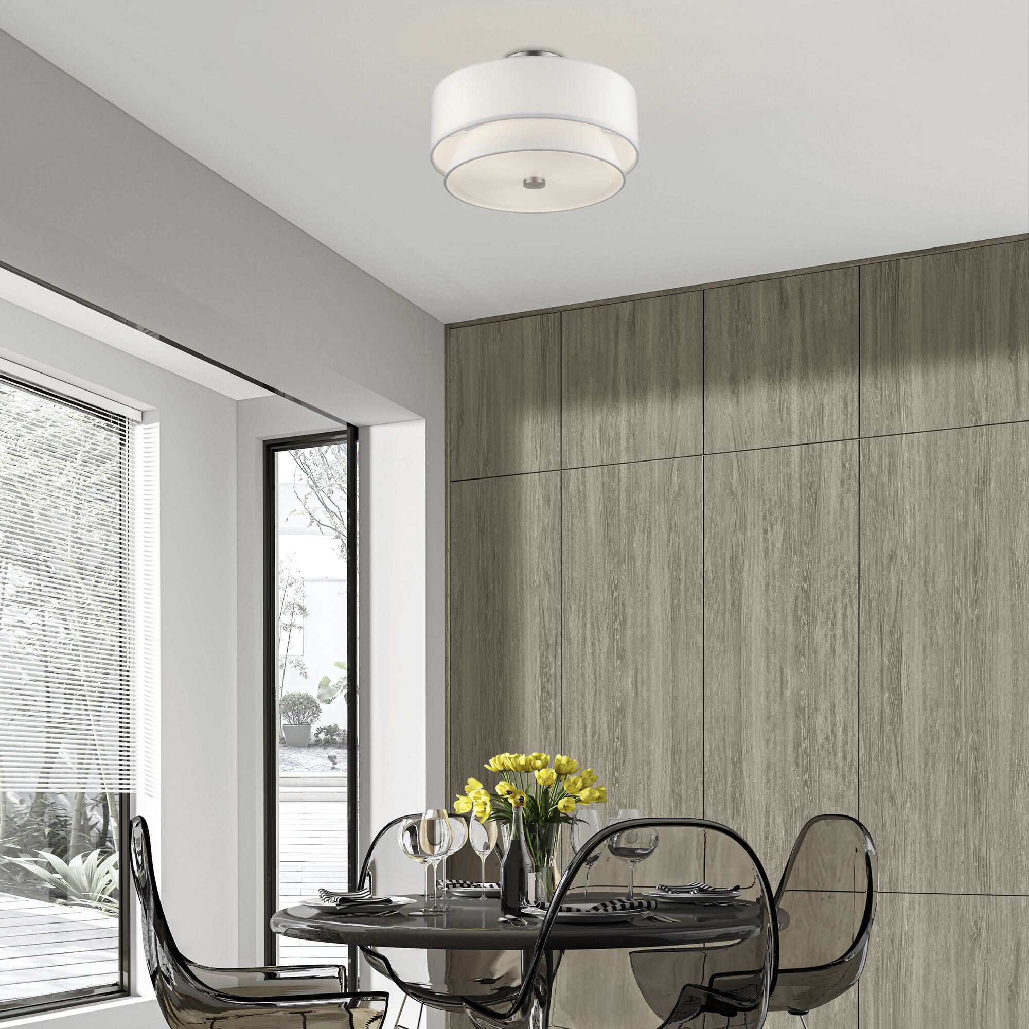 Fontana 3 Light 15 inch Brushed Nickel Semi-Flush Ceiling Light