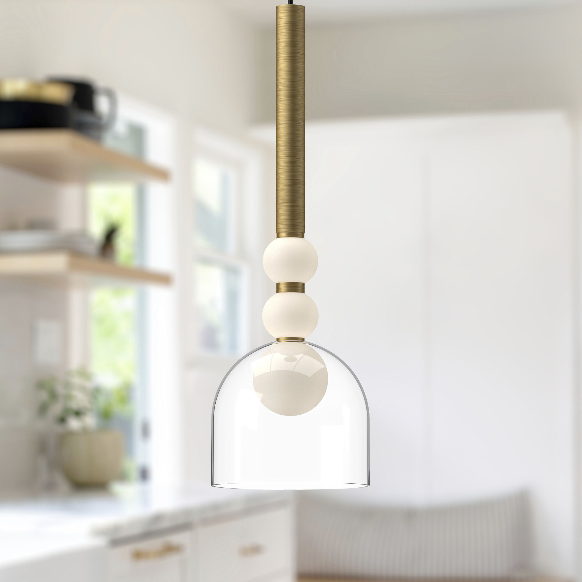 Rise LED 5.63 inch Brushed Gold/Clear Pendant Ceiling Light