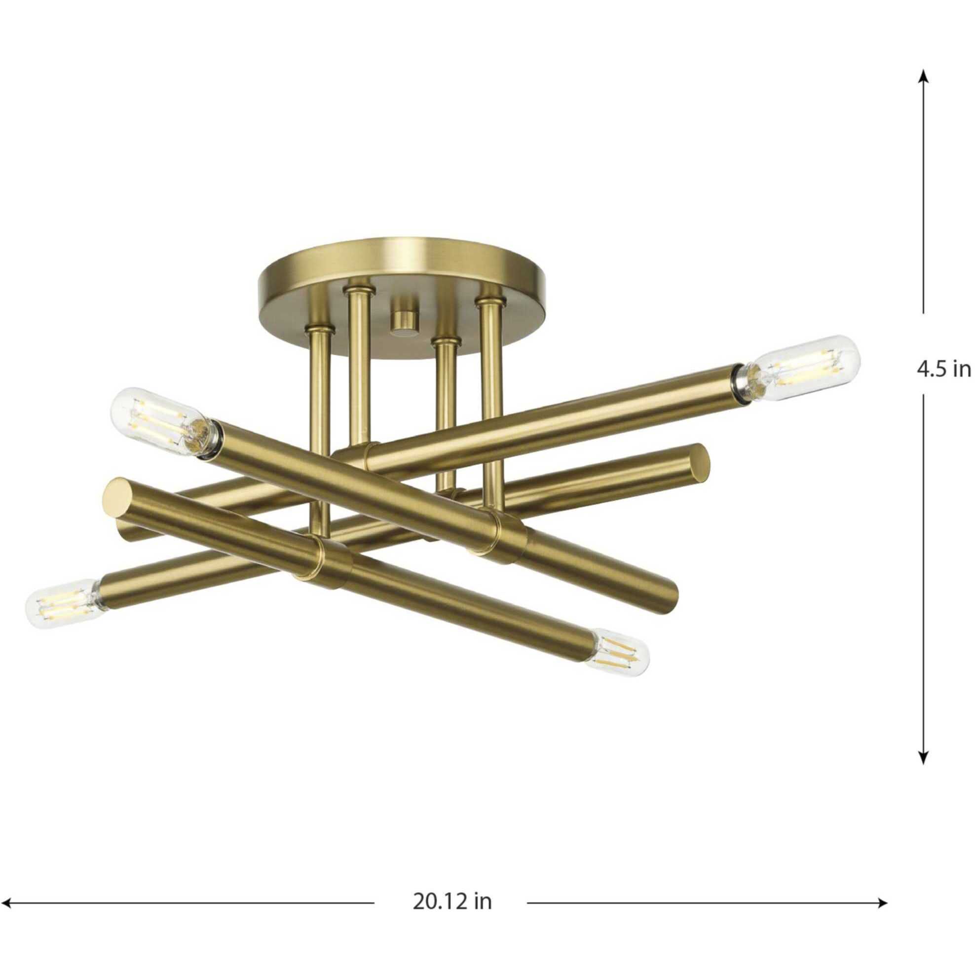 Arya 4 Light 20.12 inch Brushed Gold Semi-Flush Mount Ceiling Light, Design Series