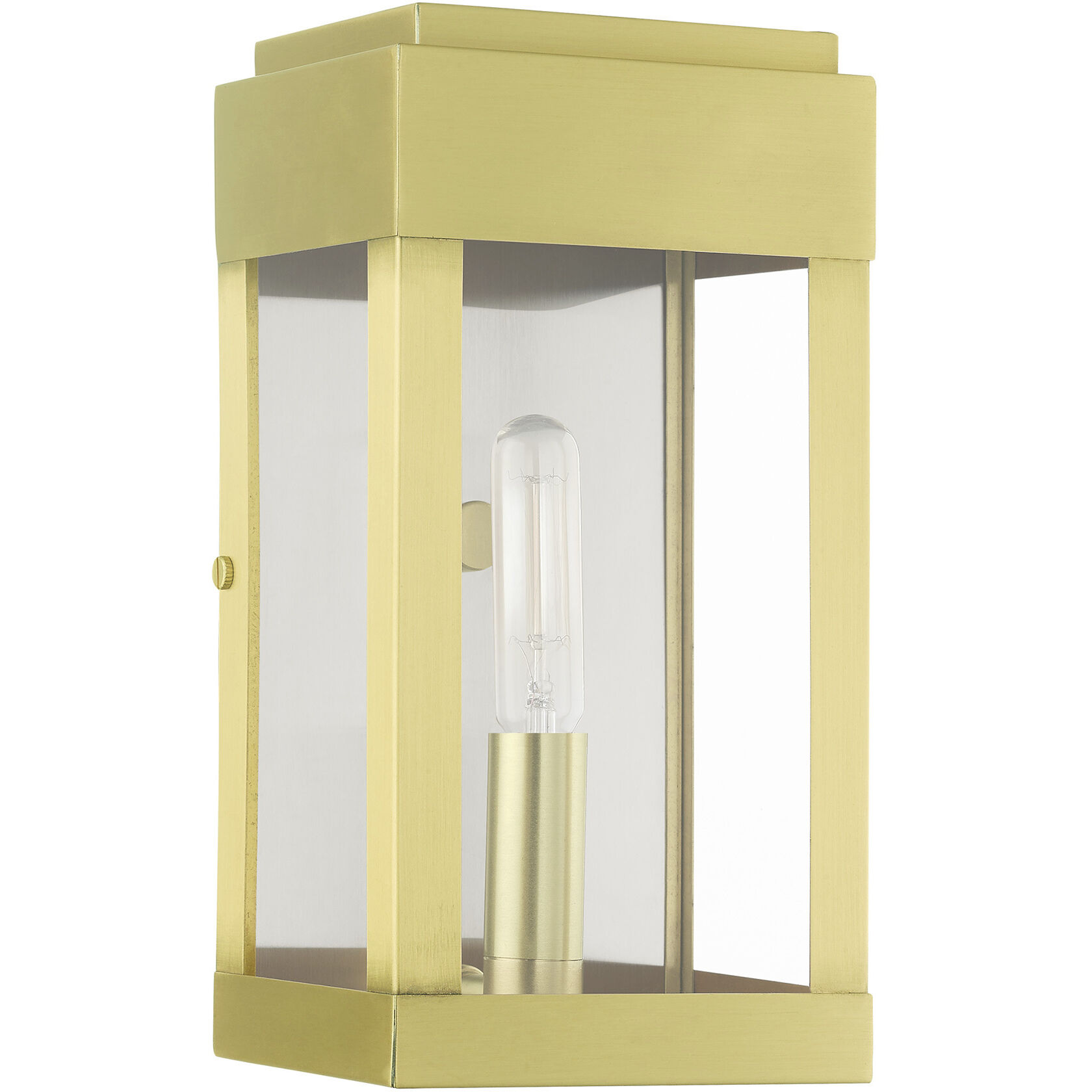 York 1 Light 9 inch Satin Brass Outdoor ADA Wall Lantern