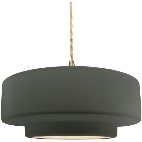 Radiance 1 Light 14.5 inch Pewter Green and Brushed Brass Pendant Ceiling Light