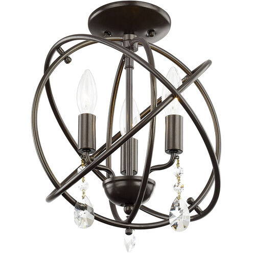 Aria 3 Light 12 inch English Bronze Convertible Mini Chandelier/Ceiling Mount Ceiling Light