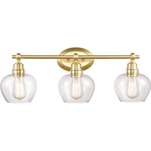 Amina LED 27 inch Satin Brass Bath Vanity Light Wall Light in Clear Glass