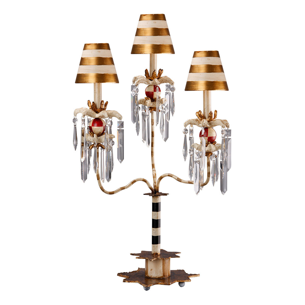 Lucas McKearn TA1057 3 Birdland 32 inch Black and Cream with Gold Table Lamp Portable Light Flambeau