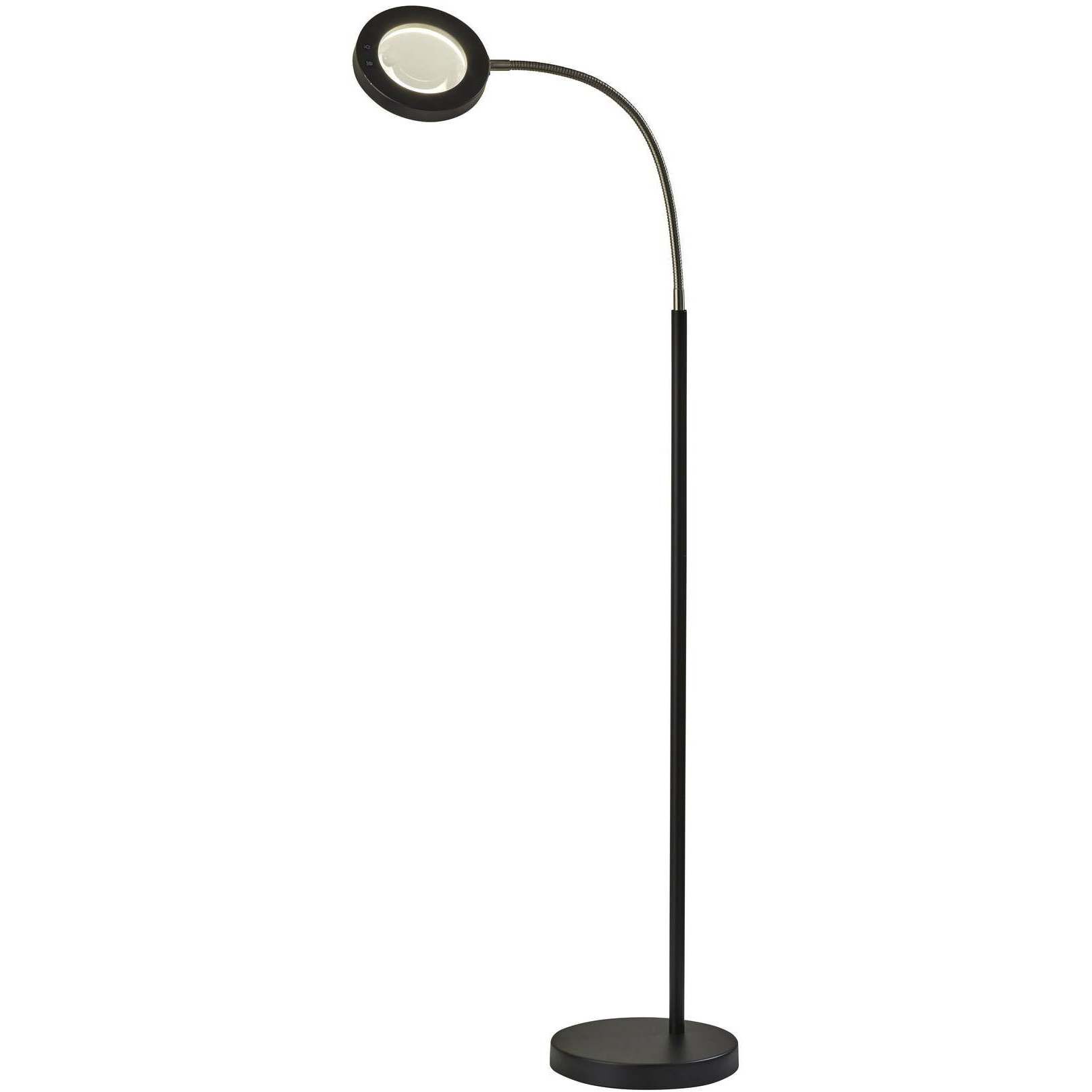 Holmes 39 inch 8.00 watt Brushed Steel / Black Floor Lamp Portable Light, Simplee Adesso