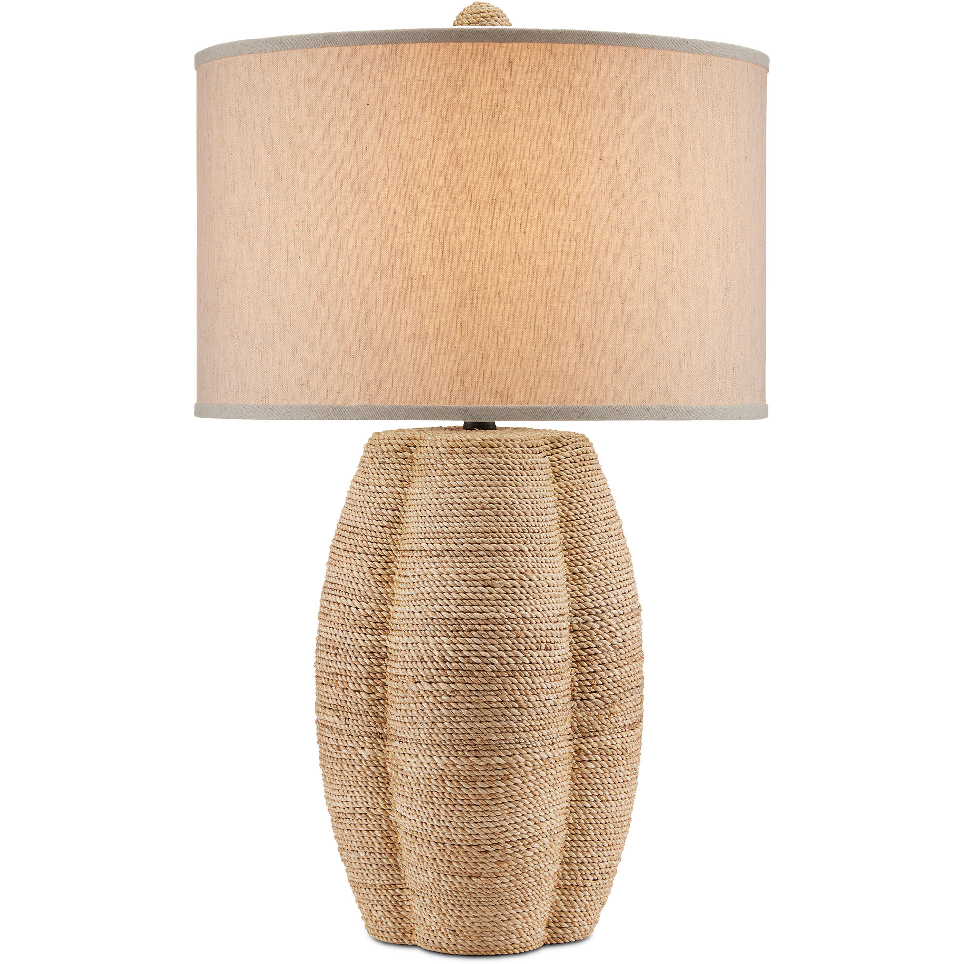 Karnak 30.5 inch Satin Black/Natural Abaca Rope Table Lamp Portable Light