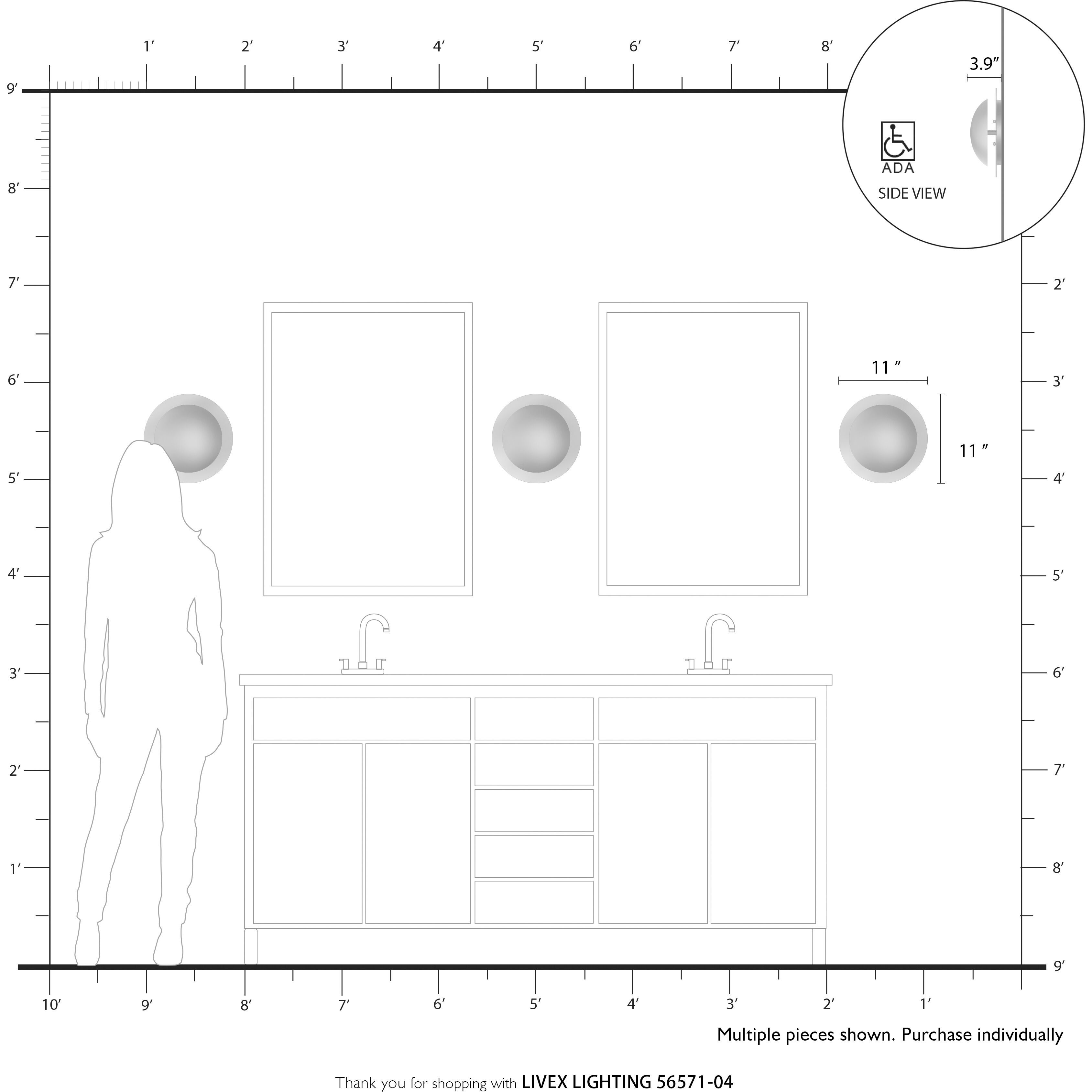 Ventura 2 Light 11 inch Black with Brushed Nickel Reflector Backplate Semi-Flush/Wall Sconce Ceiling Light, Medium