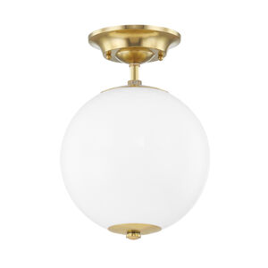 Sphere No.1 1 Light 13 inch Aged Brass Semi Flush Ceiling Light