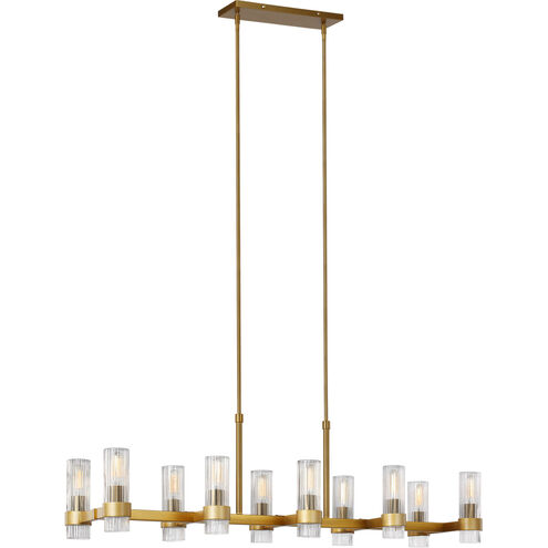 C&M by Chapman & Myers Geneva 10 Light 50 inch Burnished Brass Linear Chandelier Ceiling Light