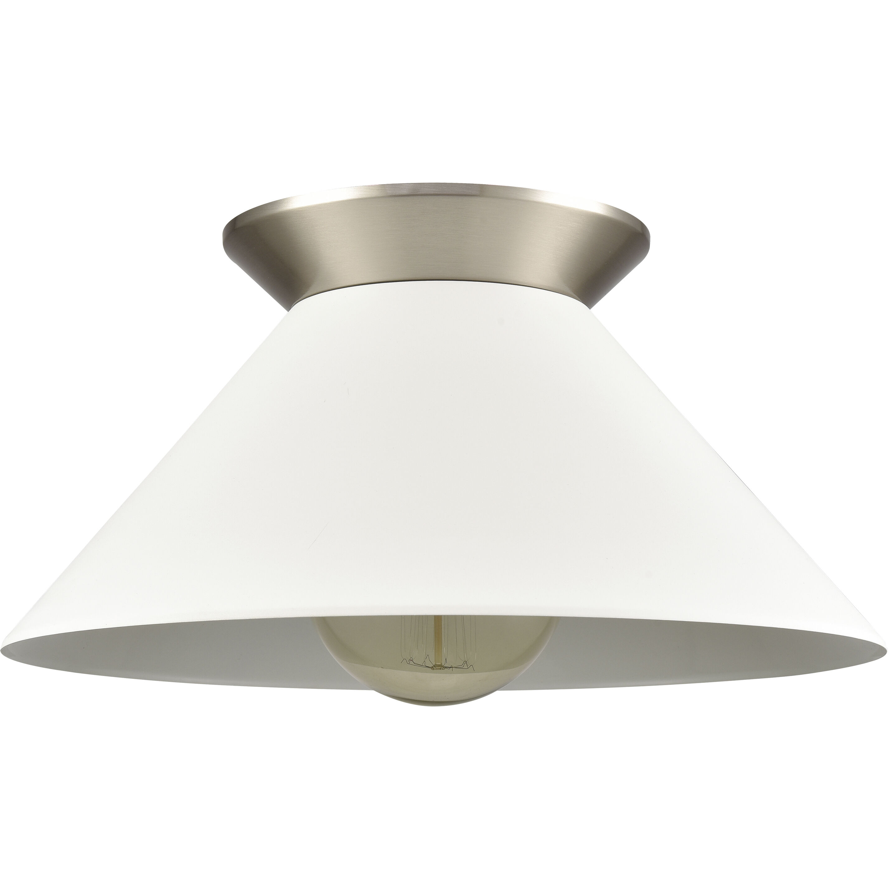 Cavendish 1 Light 16 inch Brushed Nickel with White Semi Flush Mount Ceiling Light