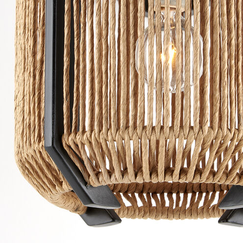 Mali 1 Light 14 inch Satin Black/Khaki/Kraft Paper Twine Pendant Ceiling Light