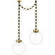 Marie Flanigan Bellamy LED 16 inch Soft Brass and Bronze Statement Chain Globe Chandelier Ceiling Light in Clear Glass