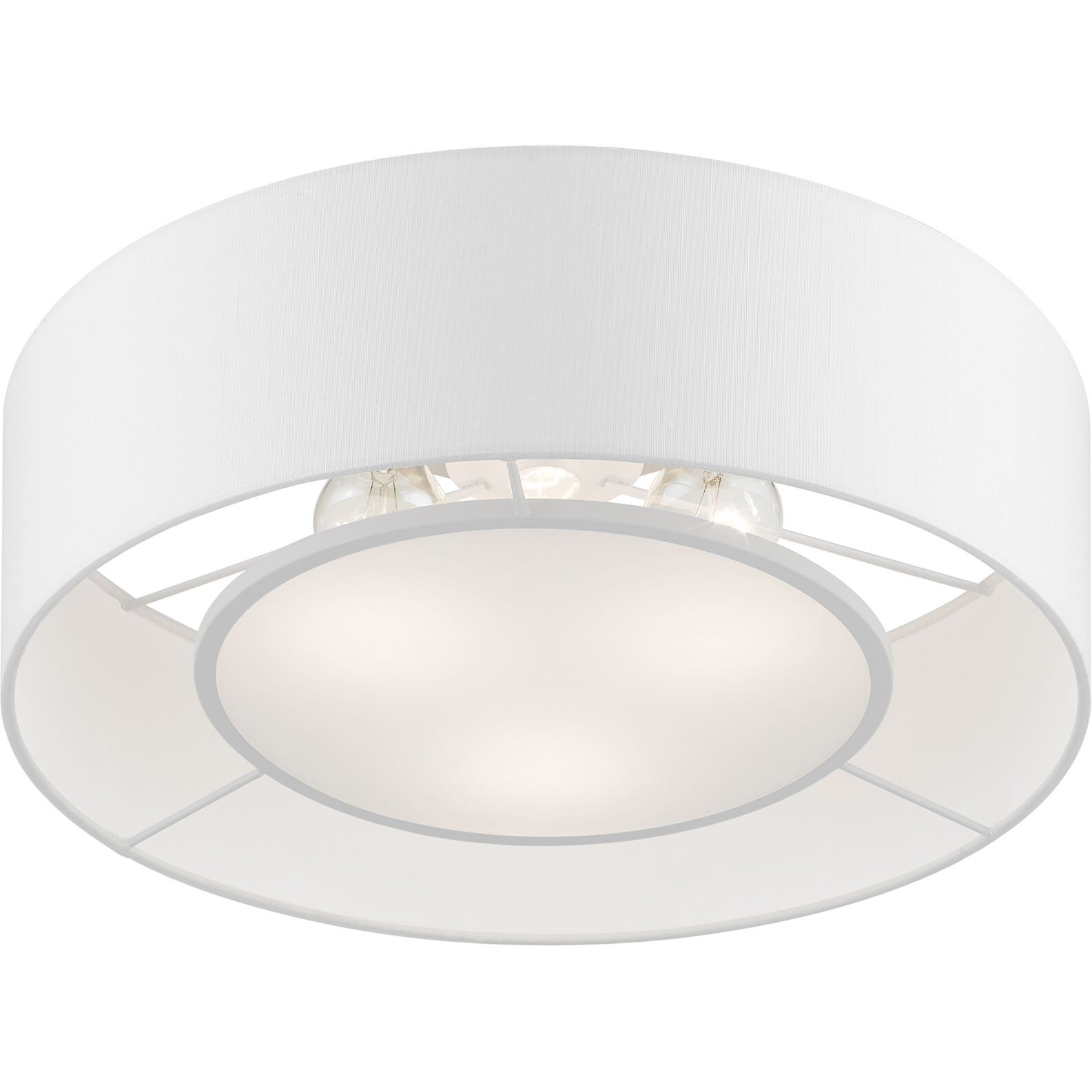 Gilmore 3 Light 17 inch Brushed Nickel with Shiny White Accents Semi-Flush Ceiling Light