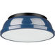 Duncan 2 Light 14 inch Matte Black Flush Mount Ceiling Light in Matte Navy