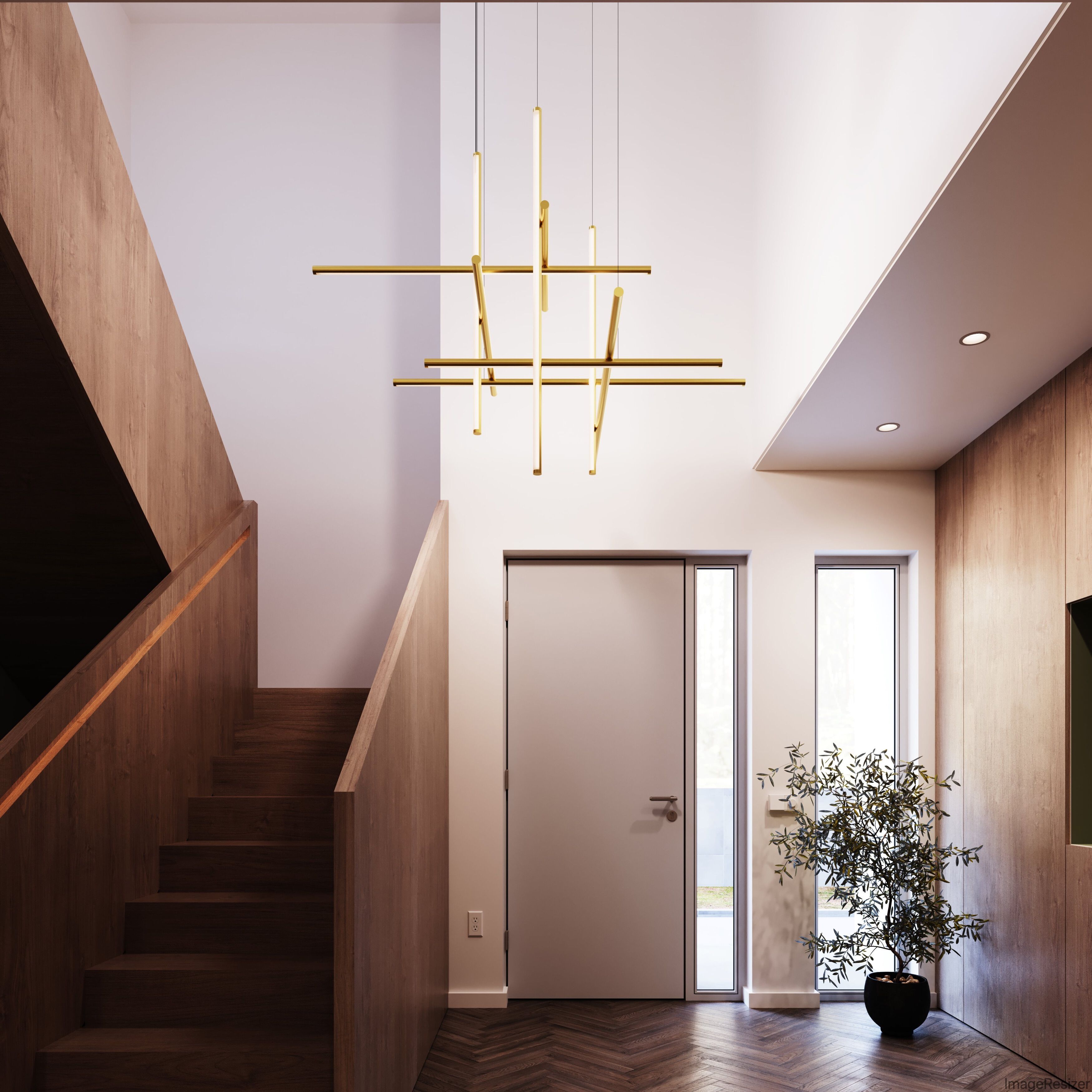 Labyrinth LED 61 inch Brass Chandelier Ceiling Light