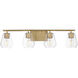 Geode 4 Light 31.25 inch Natural Aged Brass Bath Vanity Light Wall Light