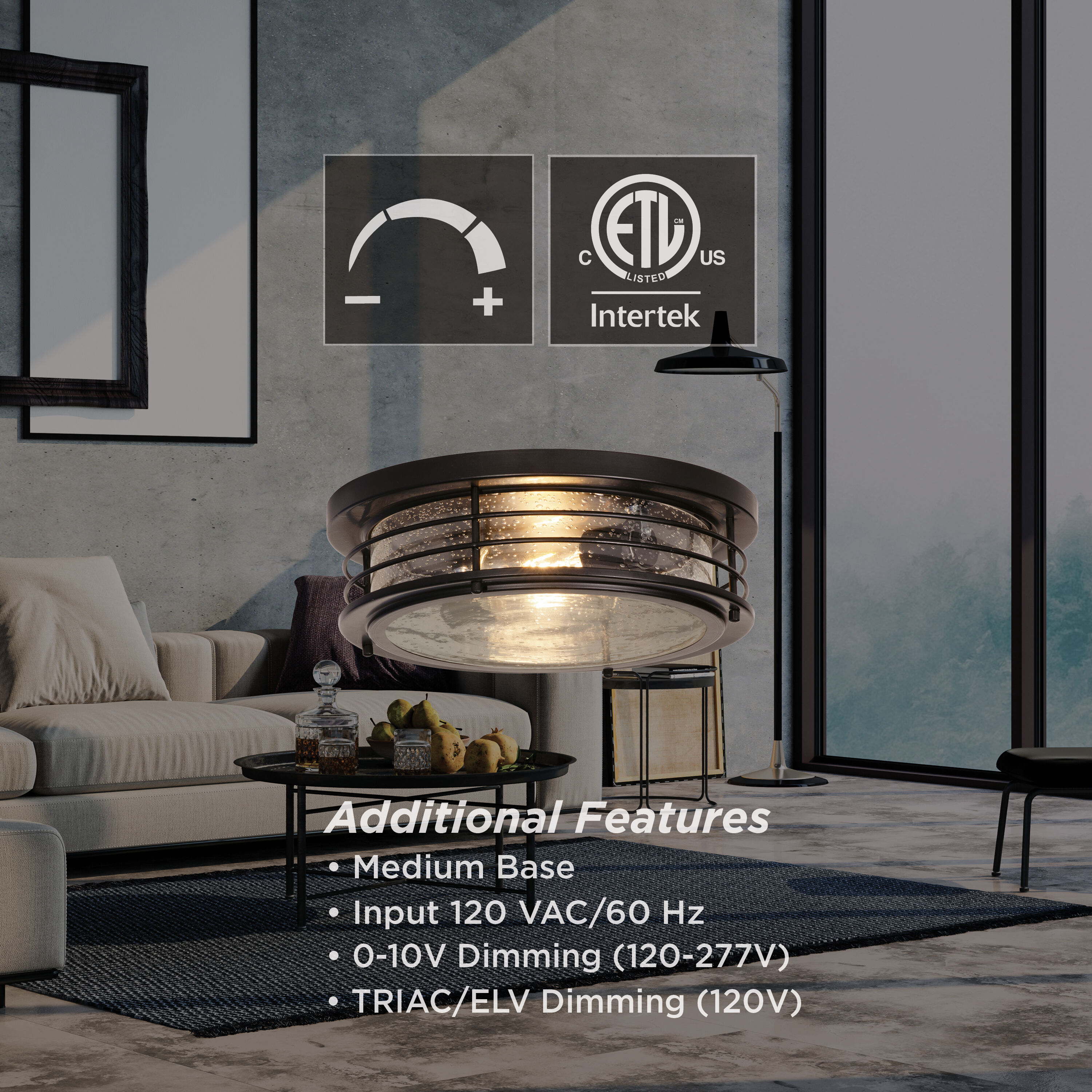 Archer 2 Light 13 inch Black Flush Mount Ceiling Light