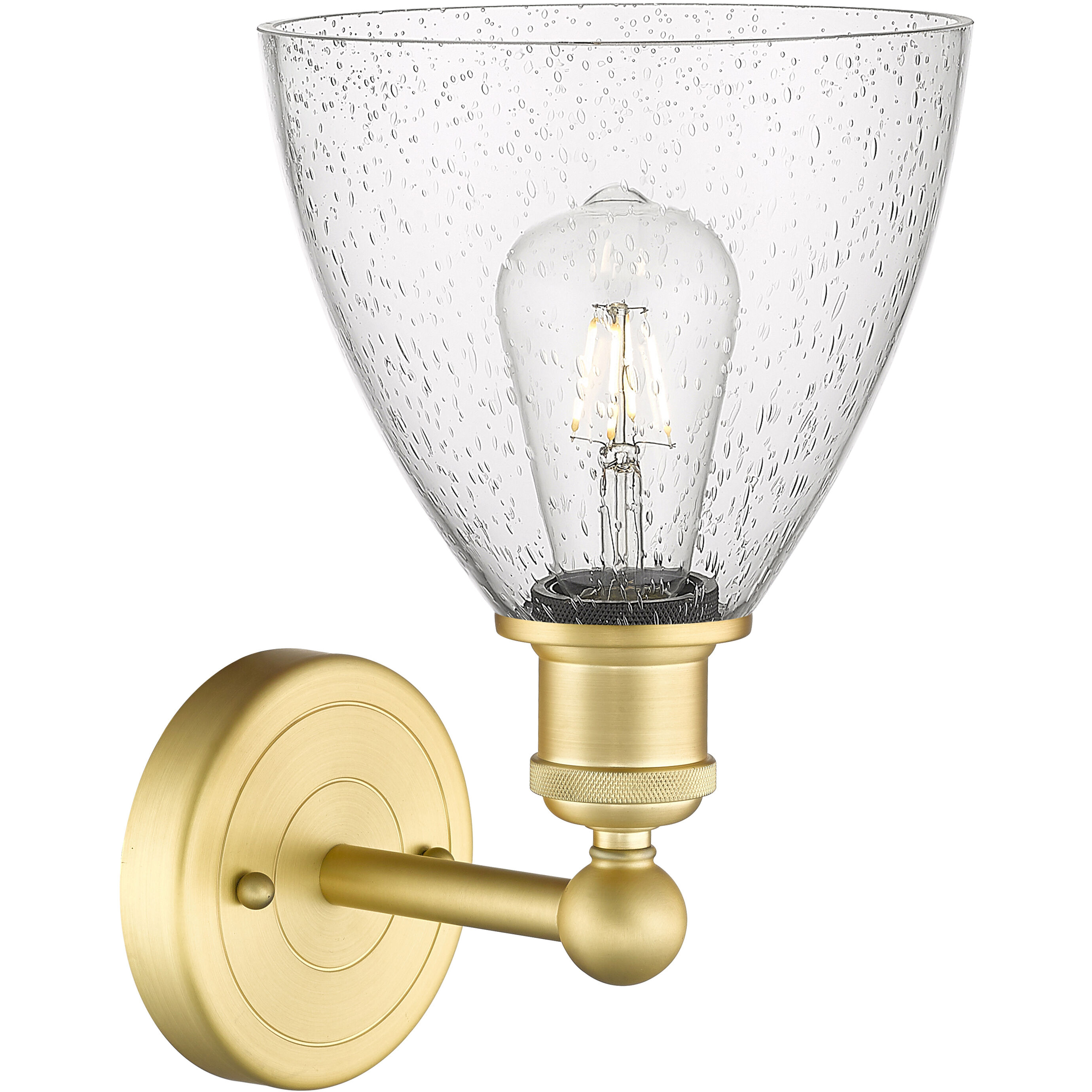 Bristol Glass Sconce Wall Light in Satin Gold, Seedy