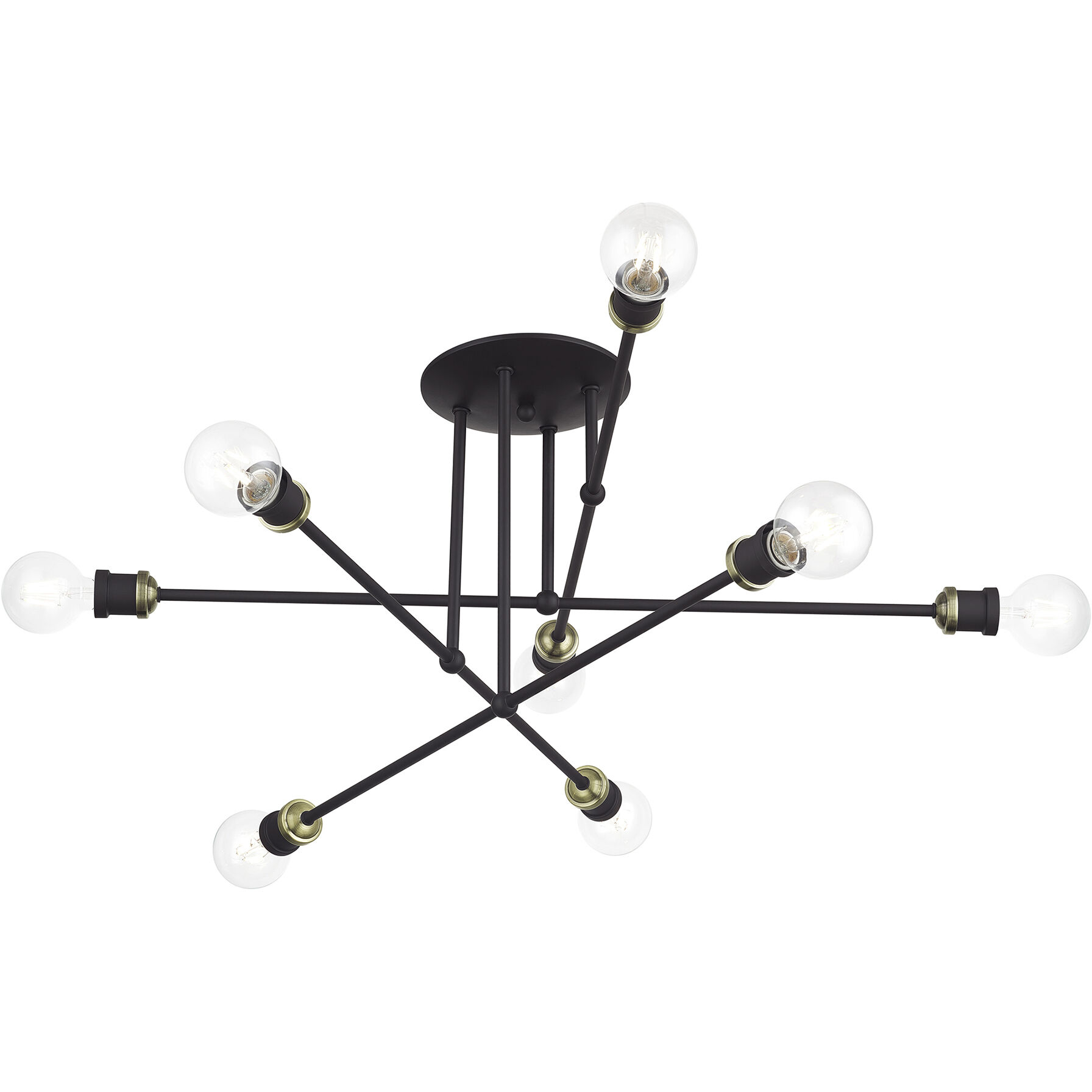 Delacroix 8 Light 35 inch Bronze with Antique Brass Accents Semi-Flush Ceiling Light