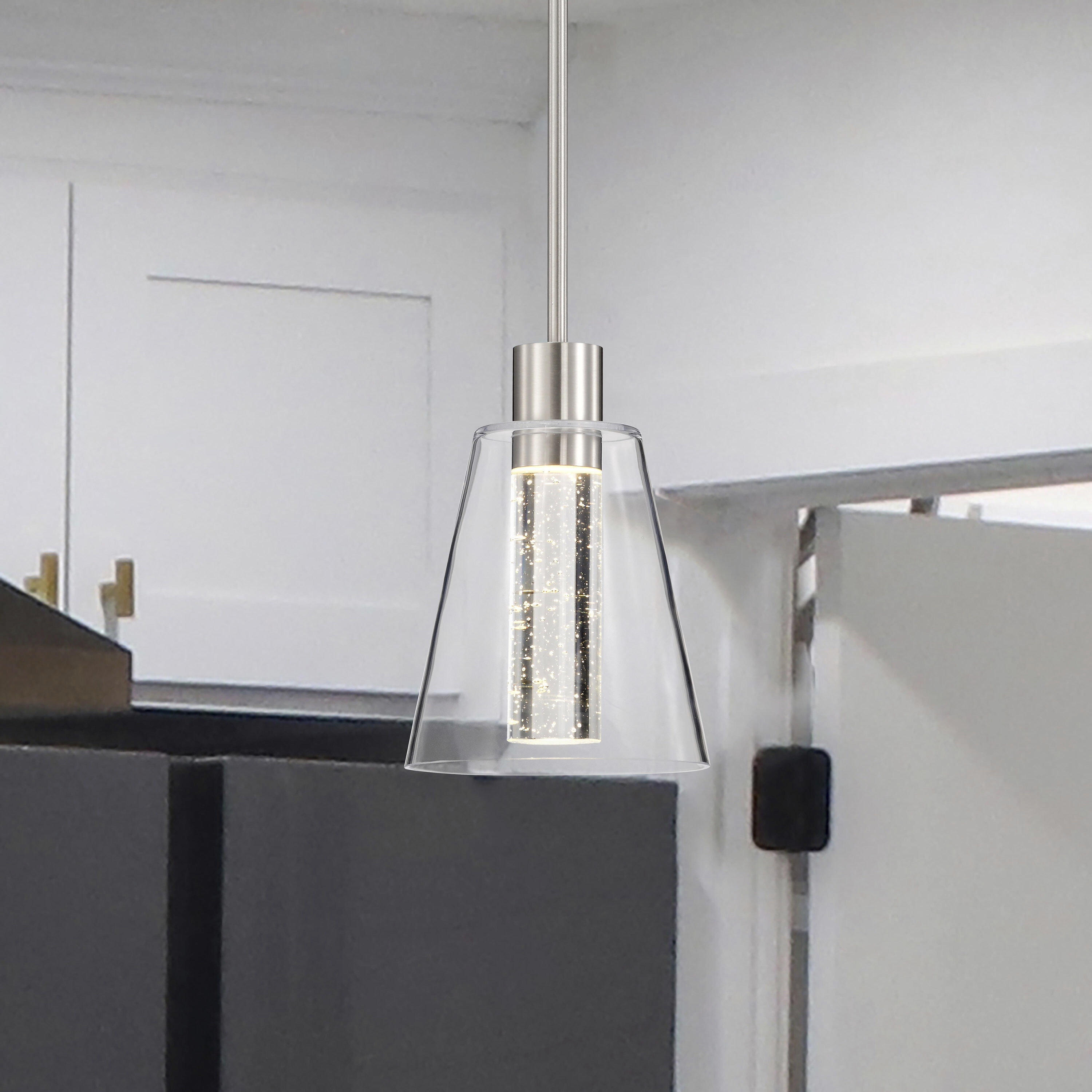 Aura LED 7.25 inch Brushed Nickel Pendant Ceiling Light