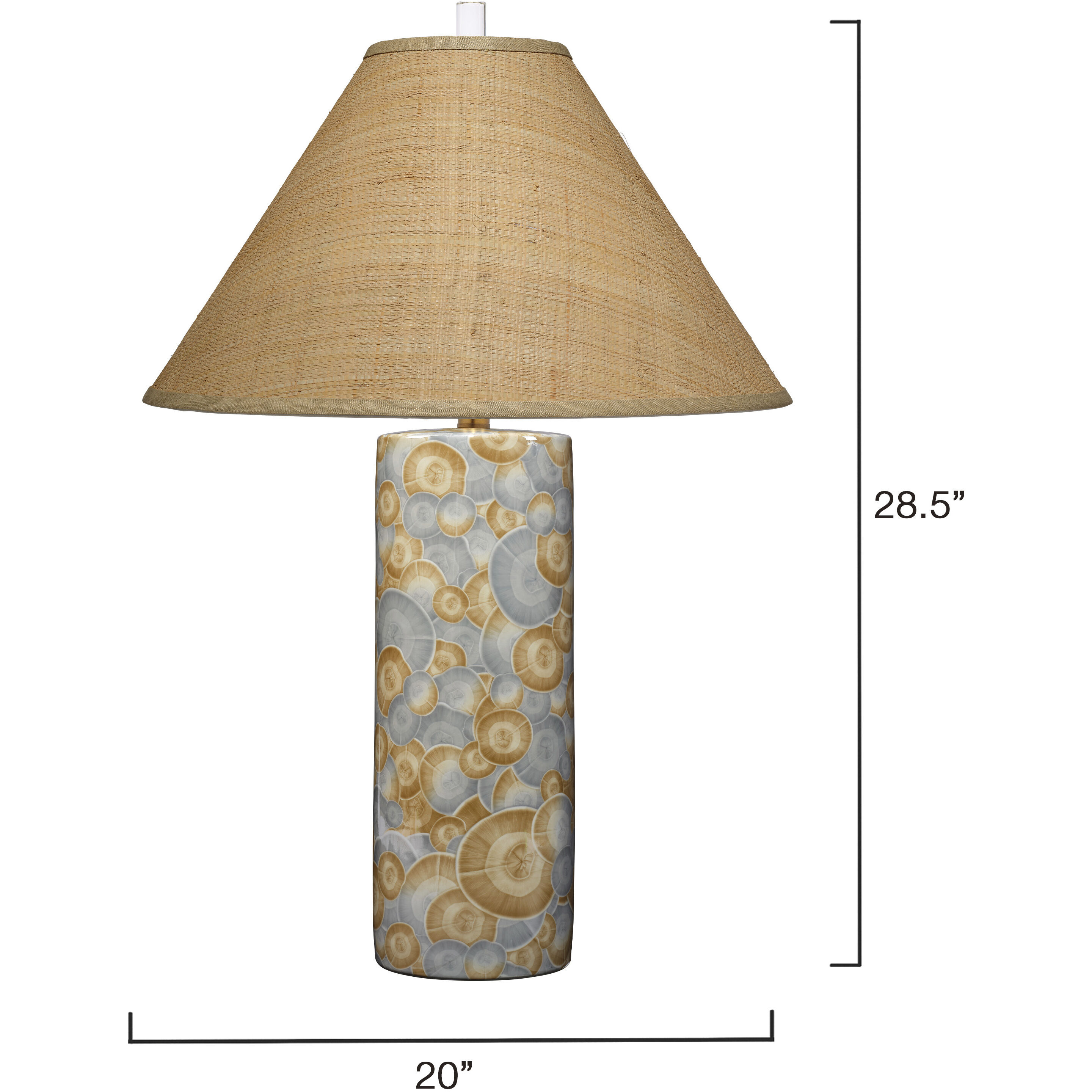 Serene 28.5 inch 100 watt Printed Blue and Natural Ceramic glaze Table Lamp Portable Light