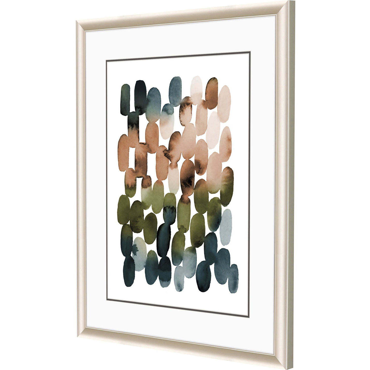 Earthy Brushstrokes Earthy Circles Blue and Green and Rust Framed Art, Propac