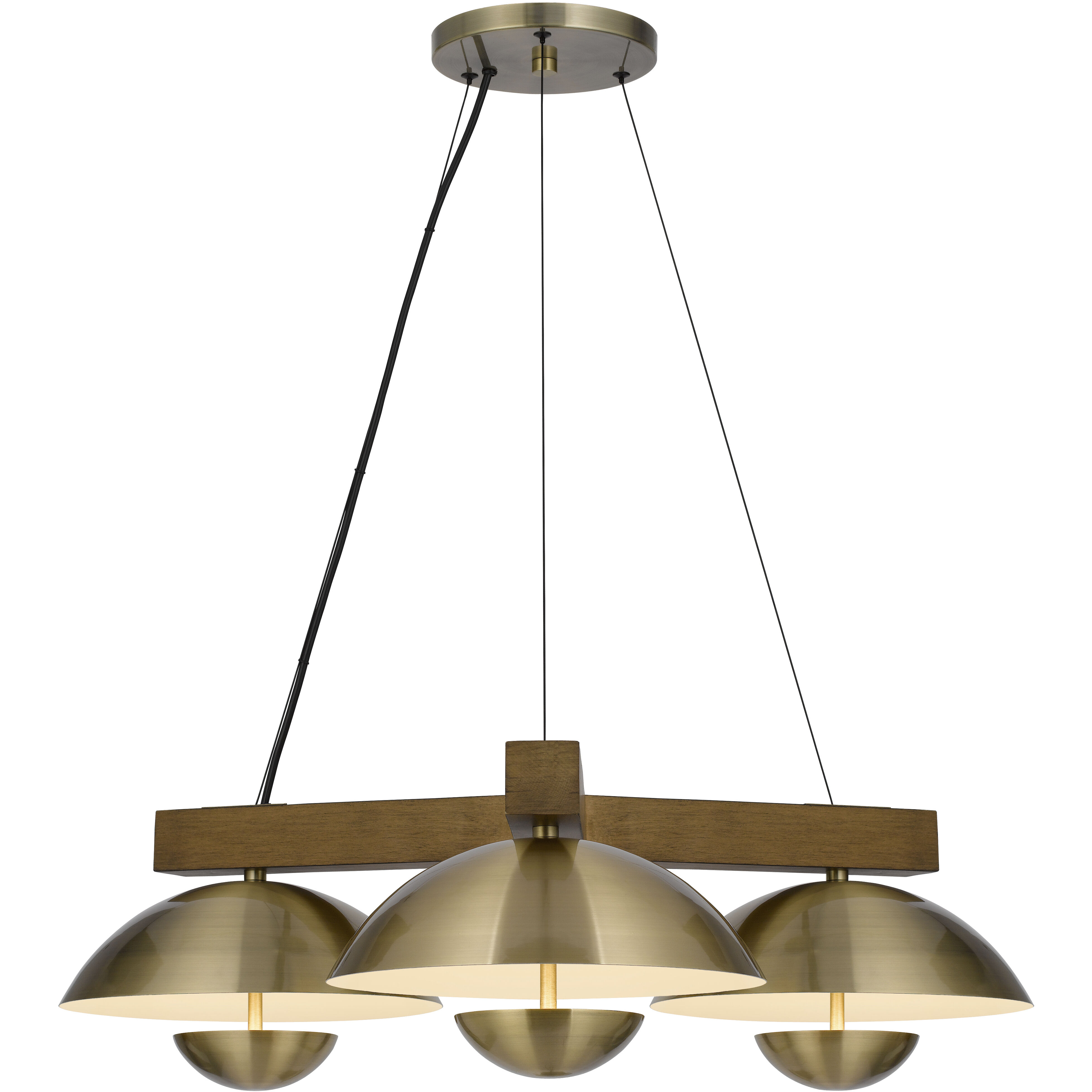 Lakeland LED 47 inch Antique Brass and Wood Island Pendant Ceiling Light